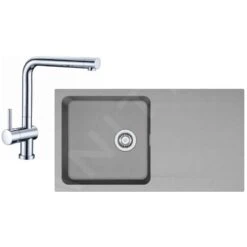 Franke Sets - Küchenset T39, Tectonite Spülbecken OID 611, Grau + Küchenarmatur Samoa, Chrom 114.0441.293