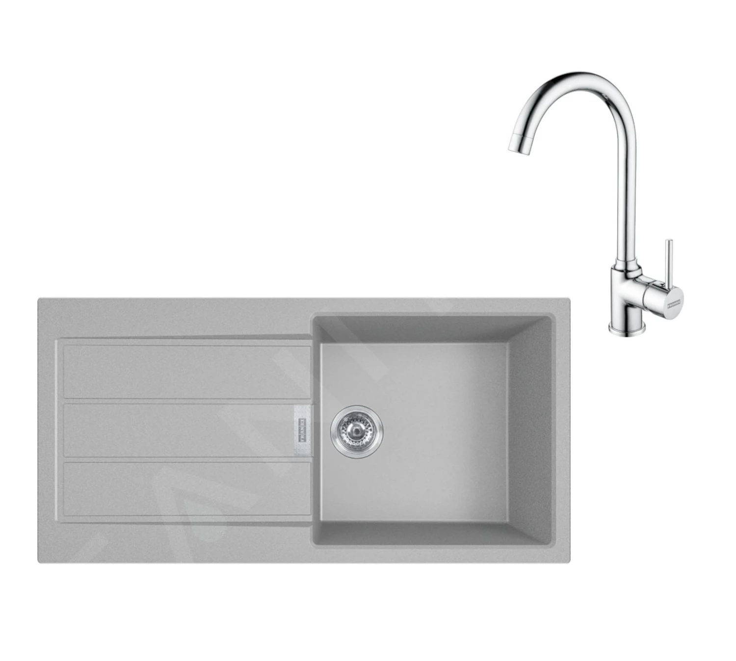 Franke Sets - Küchenset T108, Tectonite-Spüle S2D 611-100 Und Armatur FP 9000.31, Grau / Chrom 143.0675.738 3 Franke Sets - Küchenset T108, Tectonite-Spüle S2D 611-100 Und Armatur FP 9000.31, Grau / Chrom 143.0675.738