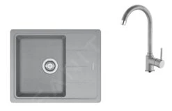 Franke Sets - SET G172, Fragranitspüle BFG 611-62 Mit Armatur FP 9000.084, Stein Grau/Stein Grau 114.0619.581