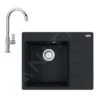 Franke Sets - Set G214, Fragranit Spülbecken CNG 611-62 TL/2 Und Küchenarmatur FP 0408.031, Schwarz Matt/Chrom 114.0650.764