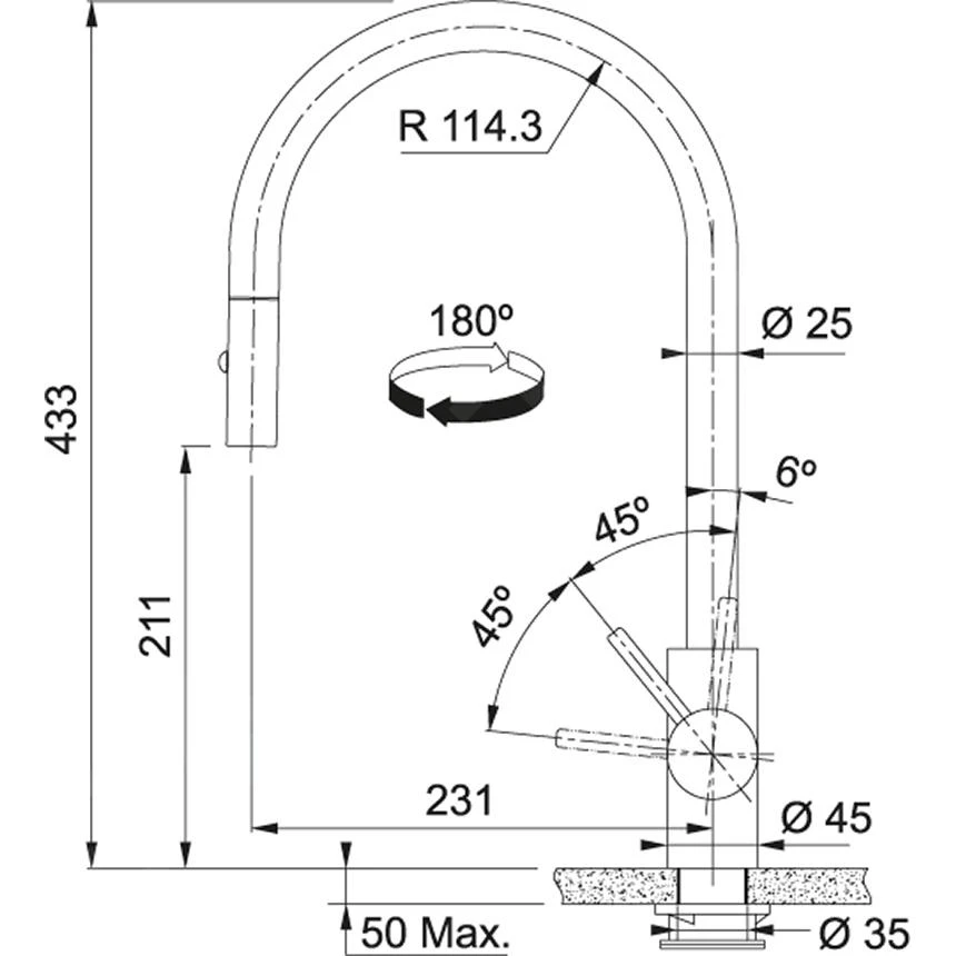 Franke Eos Neo - Spültischarmatur FC 0045.503 Mit Ausziehbarem Endstück, Anthrazit 115.0628.256 4 Franke Eos Neo - Spültischarmatur FC 0045.503 Mit Ausziehbarem Endstück, Anthrazit 115.0628.256 - Image 2