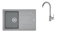 Franke Sets - SET G173, Fragranitspüle BFG 611-78 Mit Armatur FP 9000.084, Stein Grau/Stein Grau 114.0619.589