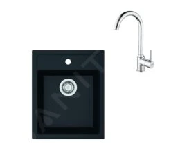 Franke Sets - Küchenset T100, Tectonite-Spüle SID 610-40 Und Armatur FP 9000.031, Schwarz / Chrom 143.0675.704