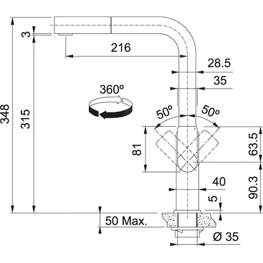 Franke Mythos - Küchenarmatur FC 0047, Mit Ausziehbarem Anschluss, Edelstahl 115.0547.853 4 Franke Mythos - Küchenarmatur FC 0047, Mit Ausziehbarem Anschluss, Edelstahl 115.0547.853 - Image 2