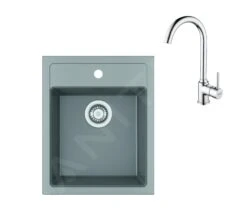 Franke Sets - Küchenset T100, Tectonite-Spüle SID 610-40 Und Armatur FP 9000.031, Grau / Chrom 143.0675.705