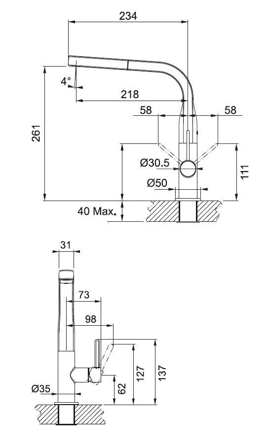 Franke Sinos - Spültischarmatur FG 0562.031 Mit Ausziehbarem Endstück, Verchromt 115.0259.975 4 Franke Sinos - Spültischarmatur FG 0562.031 Mit Ausziehbarem Endstück, Verchromt 115.0259.975 - Image 2