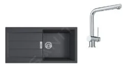 Franke Sets - SET T76, Tectonite-Spüle S2D 611-100 Mit Armatur SAMOA, Schwarz/Chrom 143.0616.929