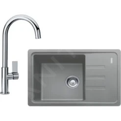 Franke Sets - Küchenset G115, Fragranit Spülbecken BSG 611-62, Steingrau + Küchenarmatur FP 0408.031, Chrom 114.0440.670